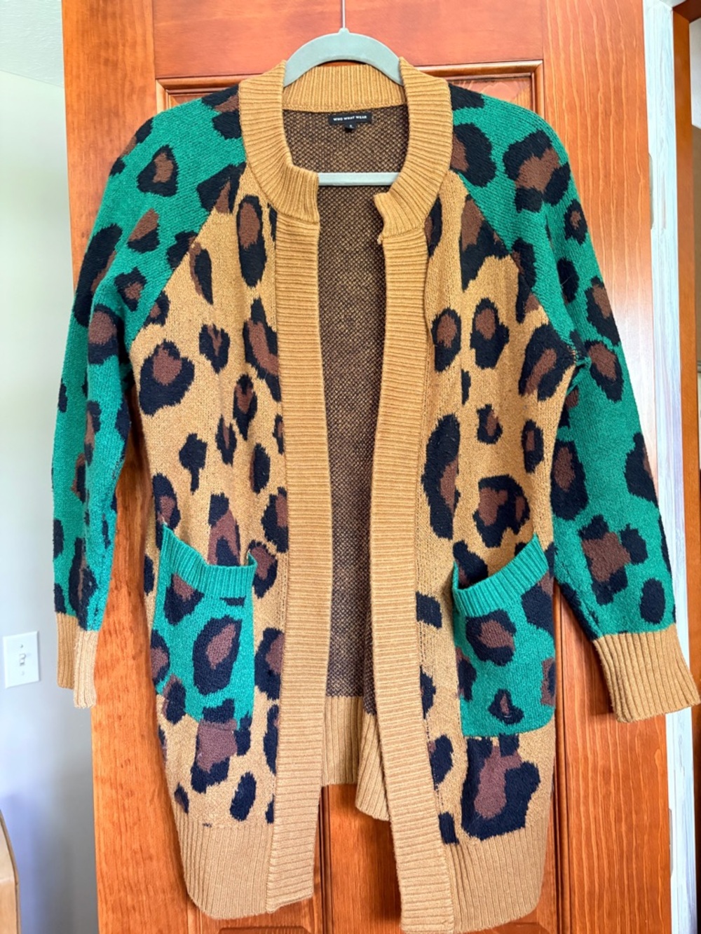 Green & Tan Leopard Cardigan